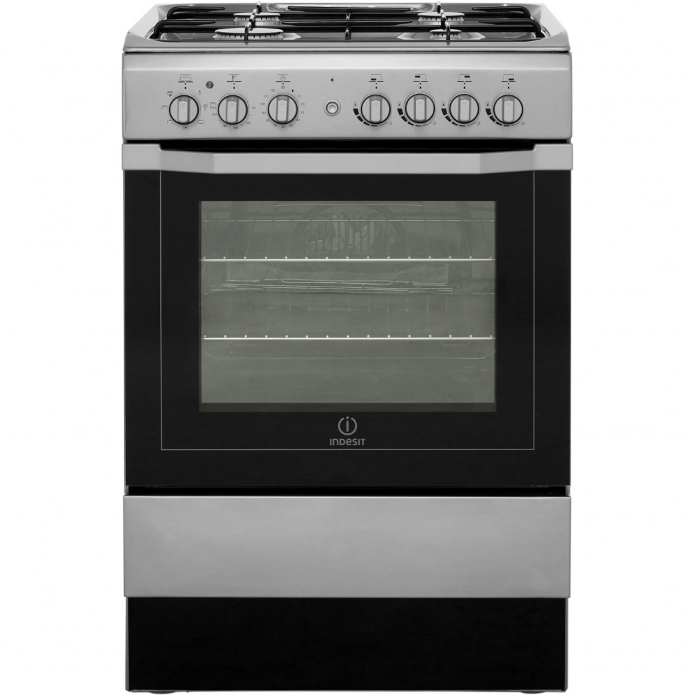 INDESIT STAINLESS STEEL 60CM SINGLE CAVITY DUAL FUEL COOKER I6G52X
