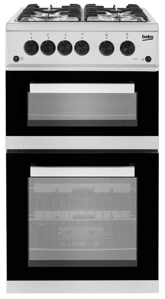 BEKO SILVER 50CM TWIN CAVITY GAS COOKER KDG582S