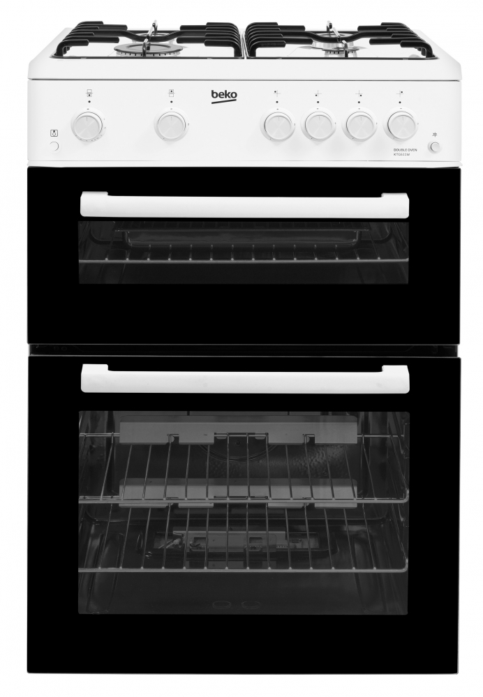 BEKO WHITE TWIN CAVITY 60CM GAS COOKER KTG611W