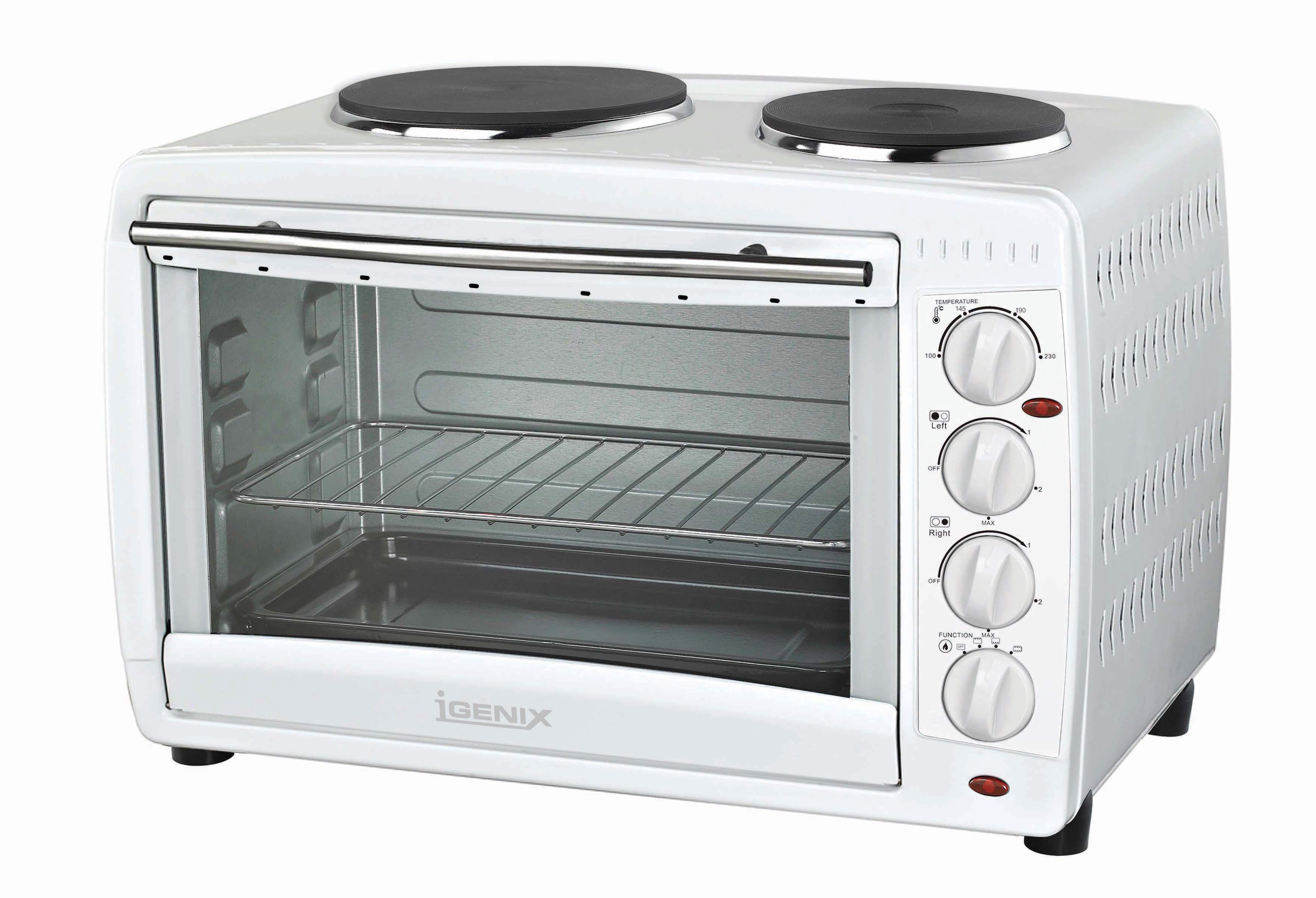 45 LITRE ELECTRIC MINI OVEN DOUBLE HOTPLATES WHITE IG7145 45-litre-electric-mini-oven-double-hotplates-white-ig7145